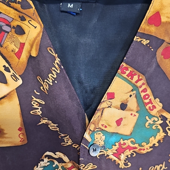 Silk Club Playing Card Pattern Vest Vintage Womens Medium - Picture 3 of 5